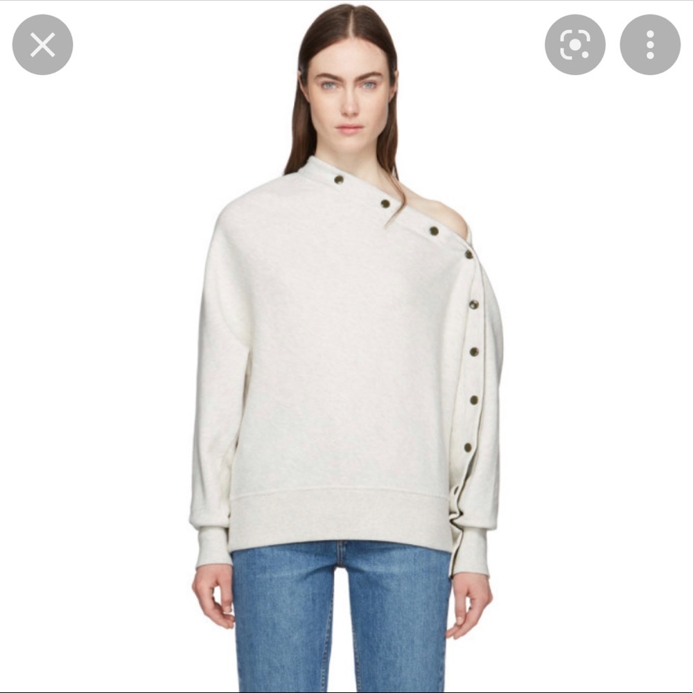 Rag and Bone Asymmetrical Off Shoulder White Sweatshirt M